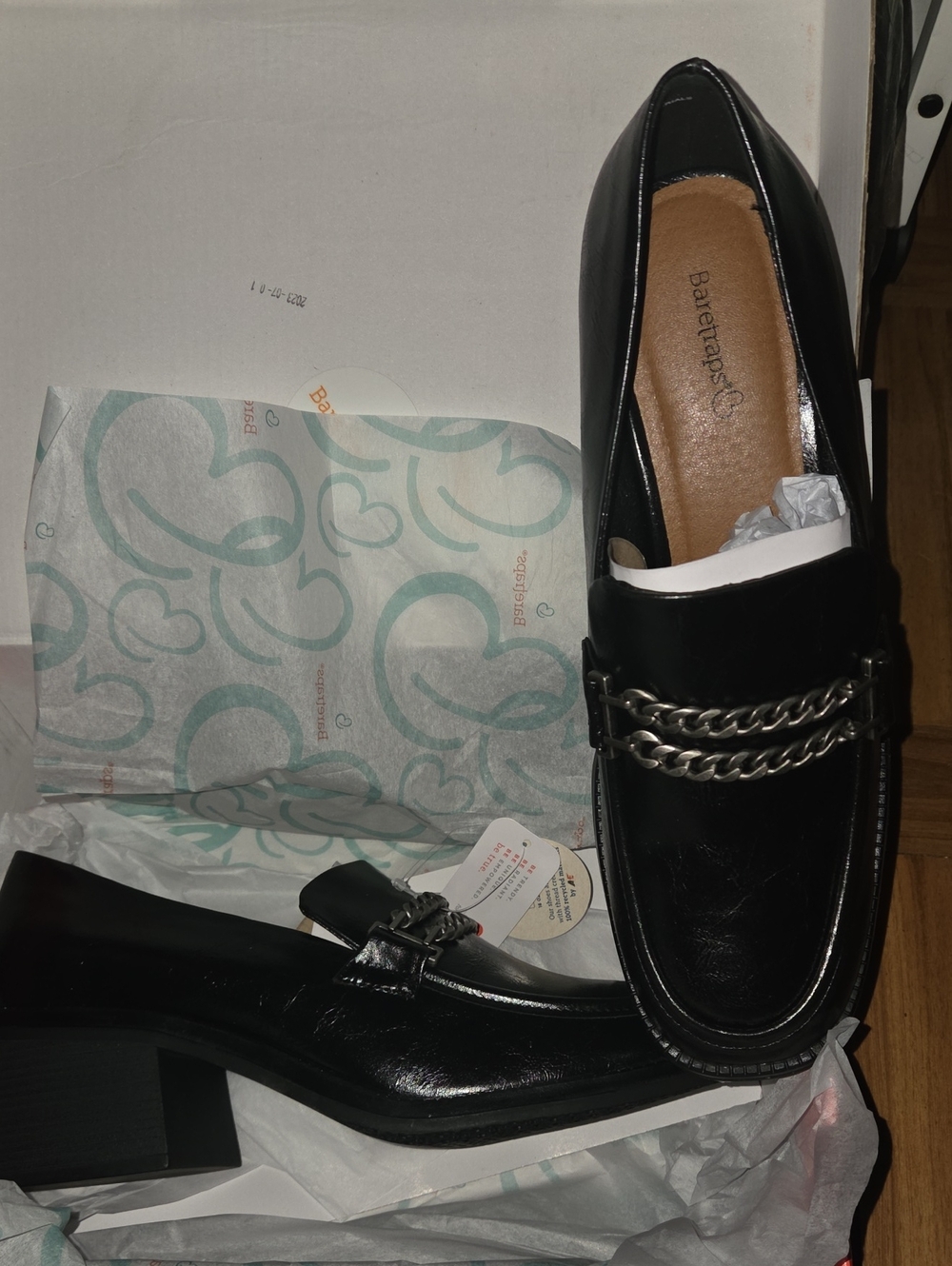 BareTraps Black Chain-Trim Loafers